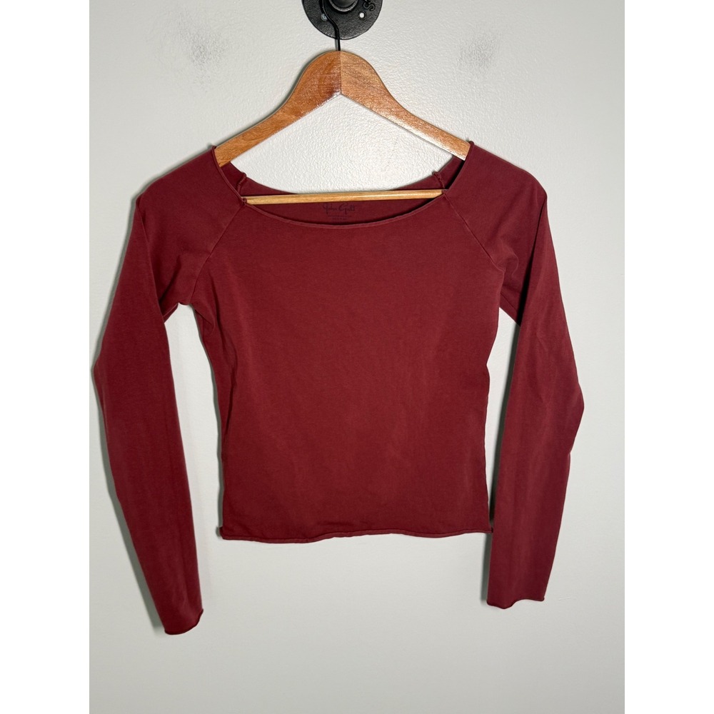 John Galt Brandy Melville Burgundy Boat Neck Long Sleeve Top Made in Italy OS